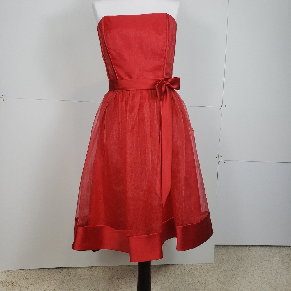 Alfred Angelo Bridesmaid sleeveless Cherry Red Flir Dress Size 12